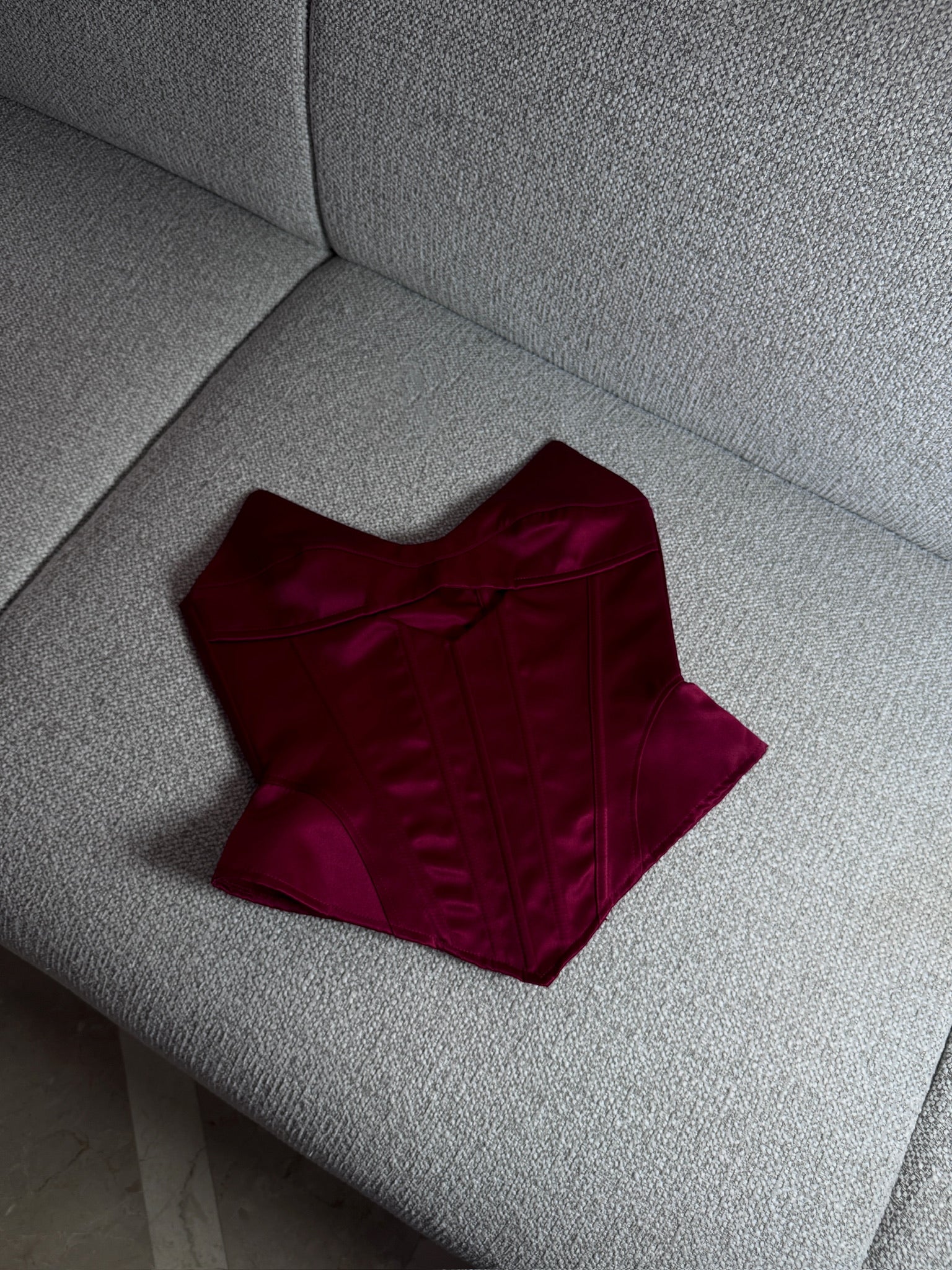 Crimson Desire Lace-Up Ribbon Corset Top