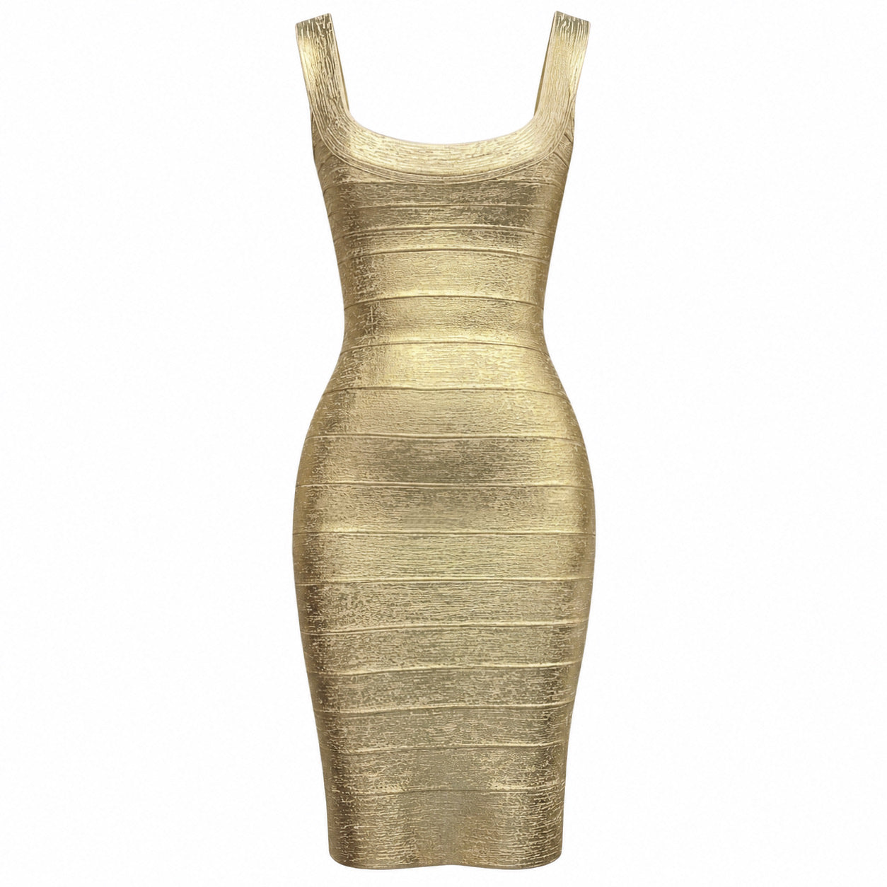 "The Golden" Sculpted U-Neck Mini Dress