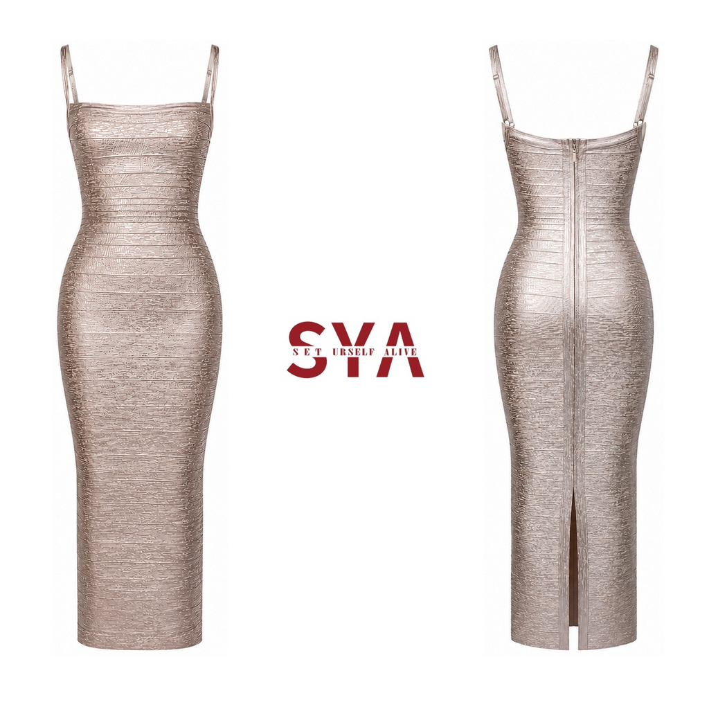 "Champagne Hour" Textured Maxi Dress