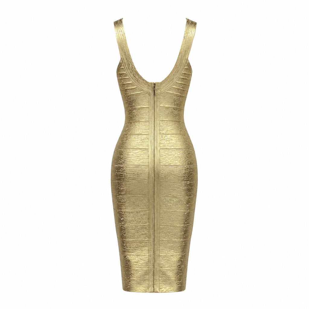 "The Golden" Sculpted U-Neck Mini Dress