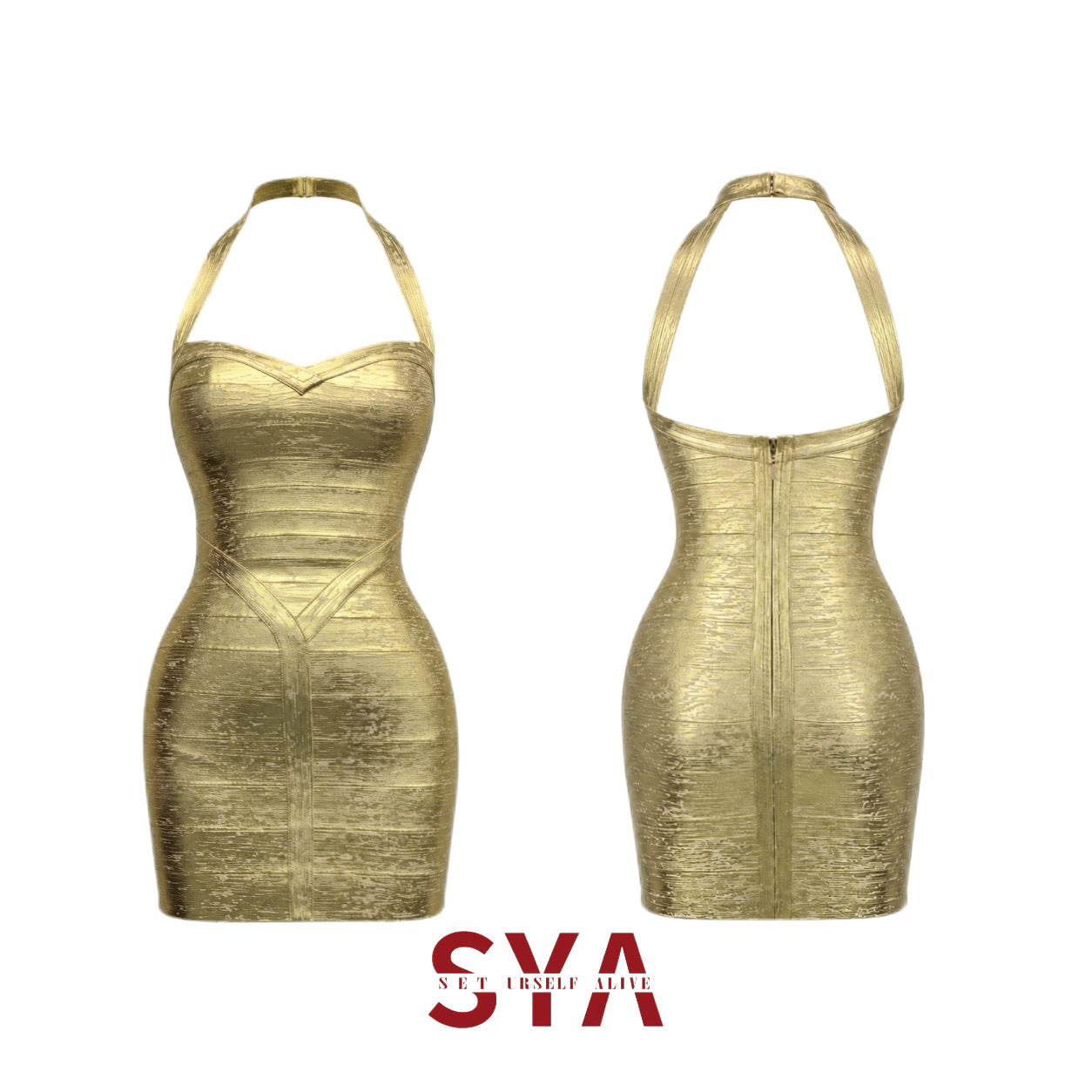 "Golden Hour" Heart-Neck Mini Dress
