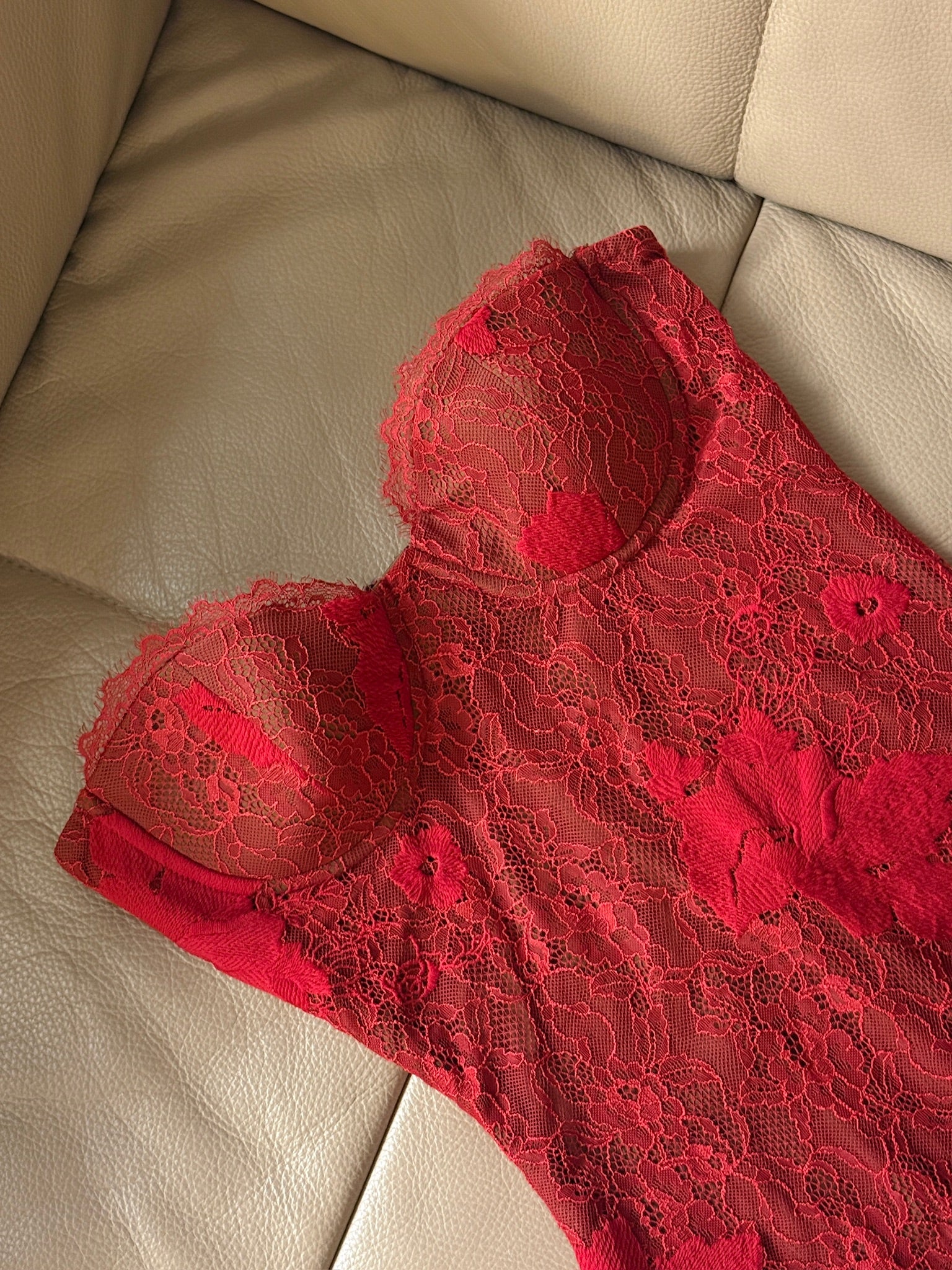 Crimson Red Lace Maxi Dress