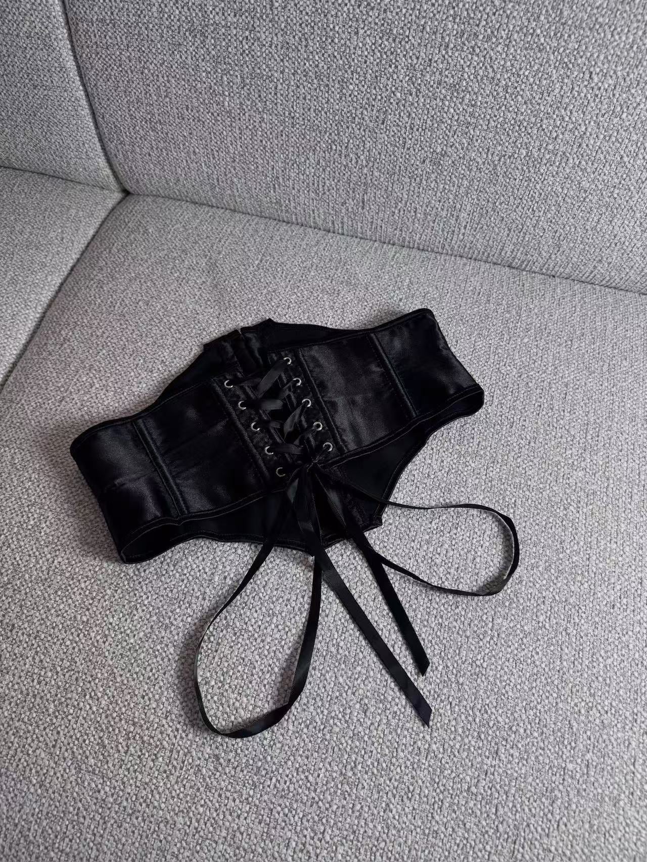 Black Lace-Up Waist Cincher