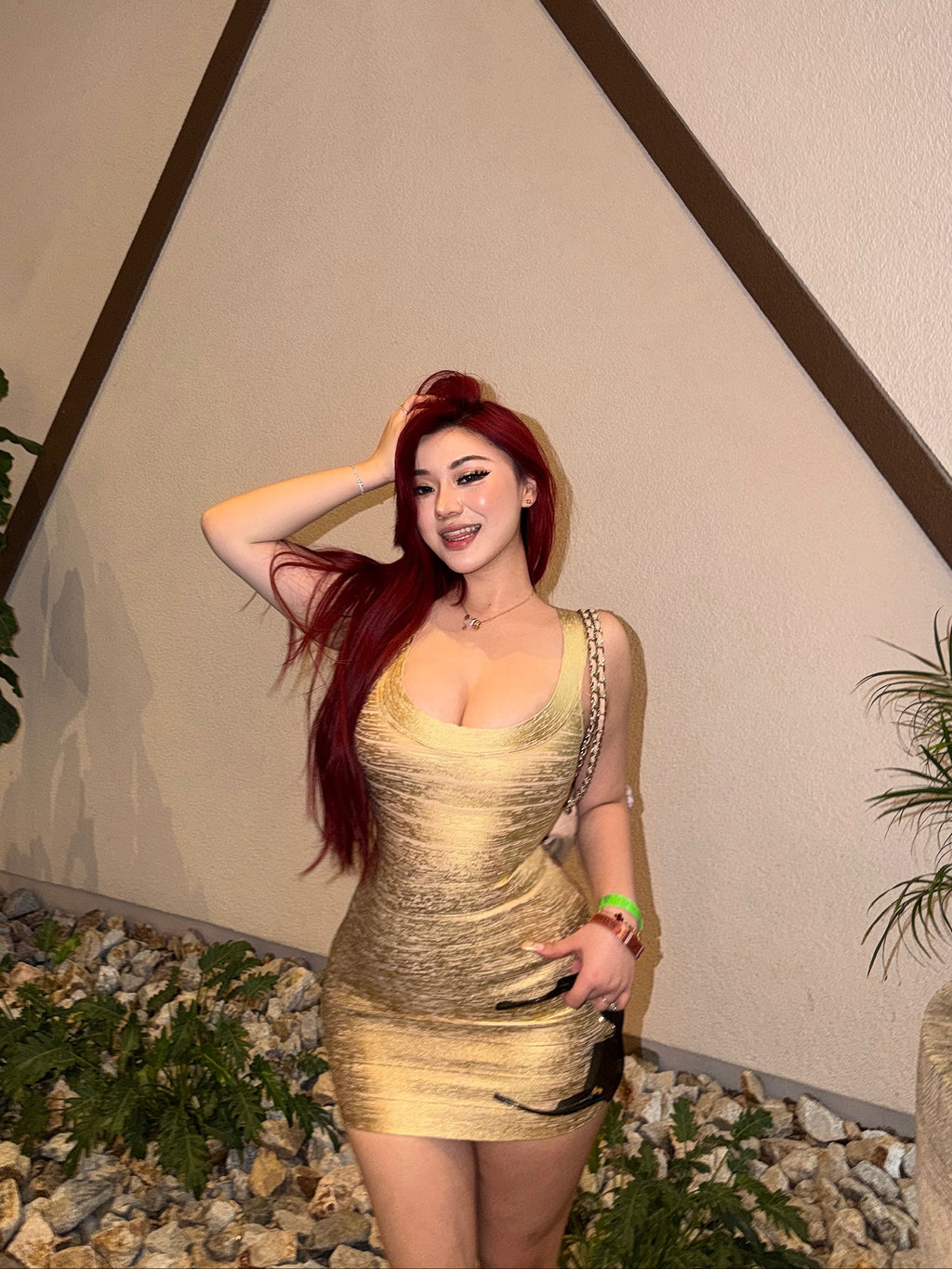 "The Golden" Sculpted U-Neck Mini Dress