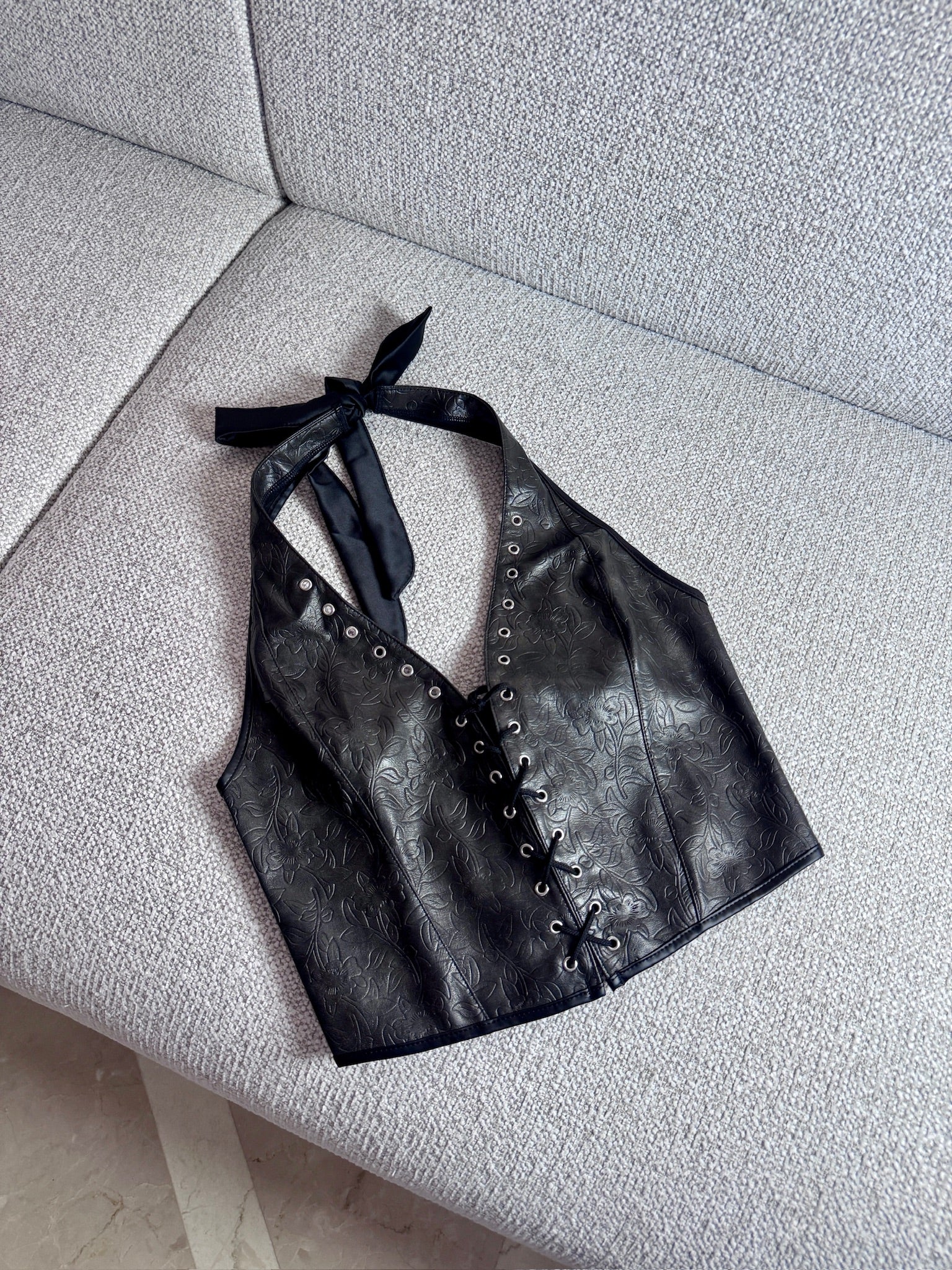 Rebel Muse Faux Leather Corset Top