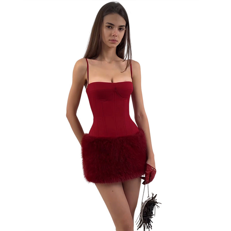 Burgundy Corset Mini Dress