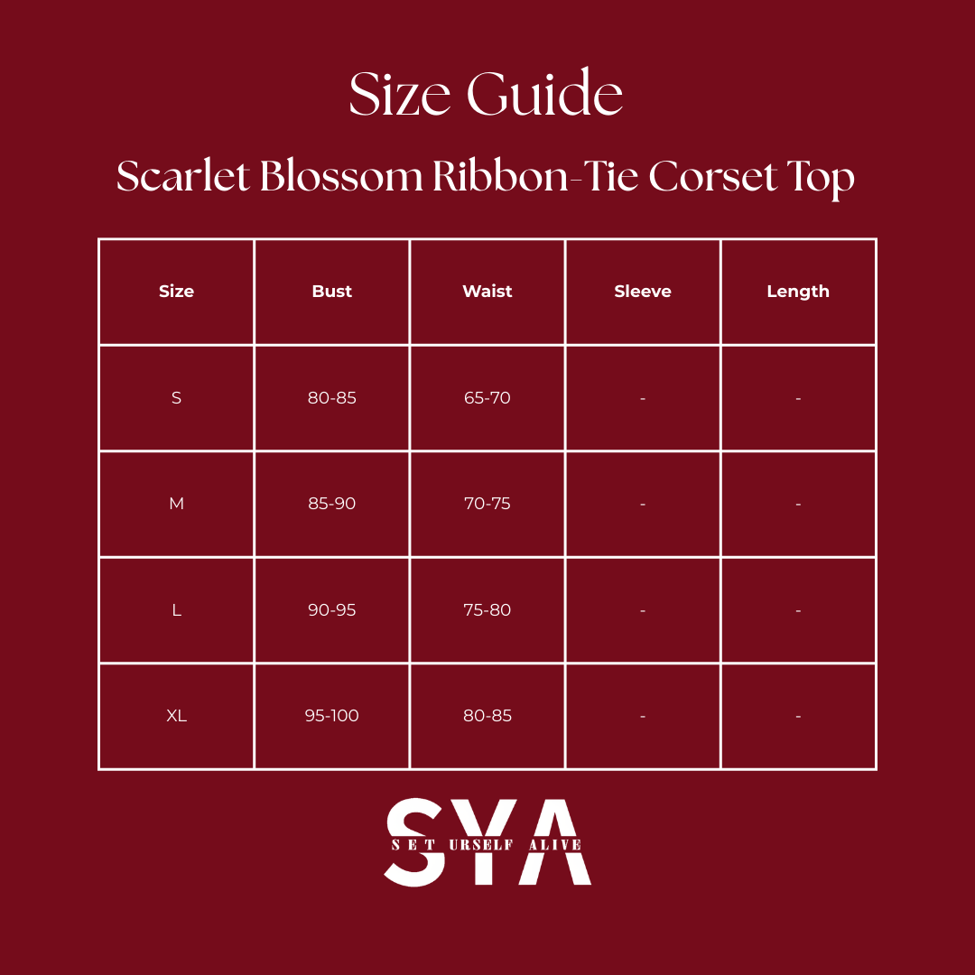 Scarlet Blossom Ribbon-Tie Corset Top