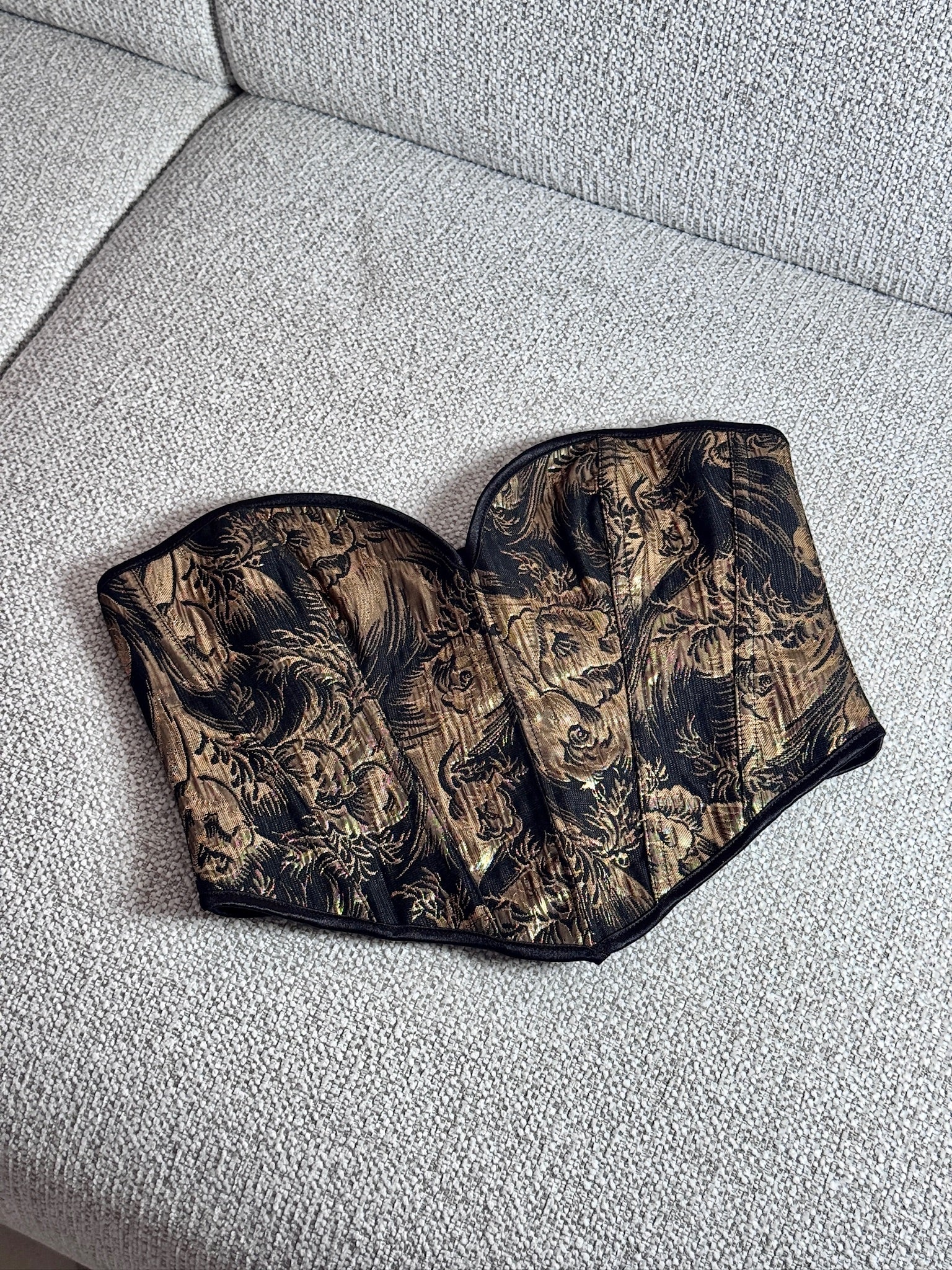 Midnight Gilded Ribbon Lace-Up Corset Top