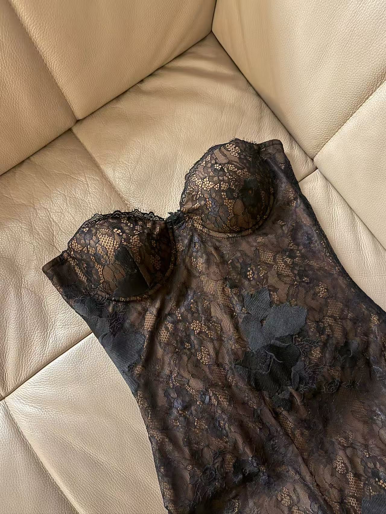 Midnight Floral Lace Midi Dress