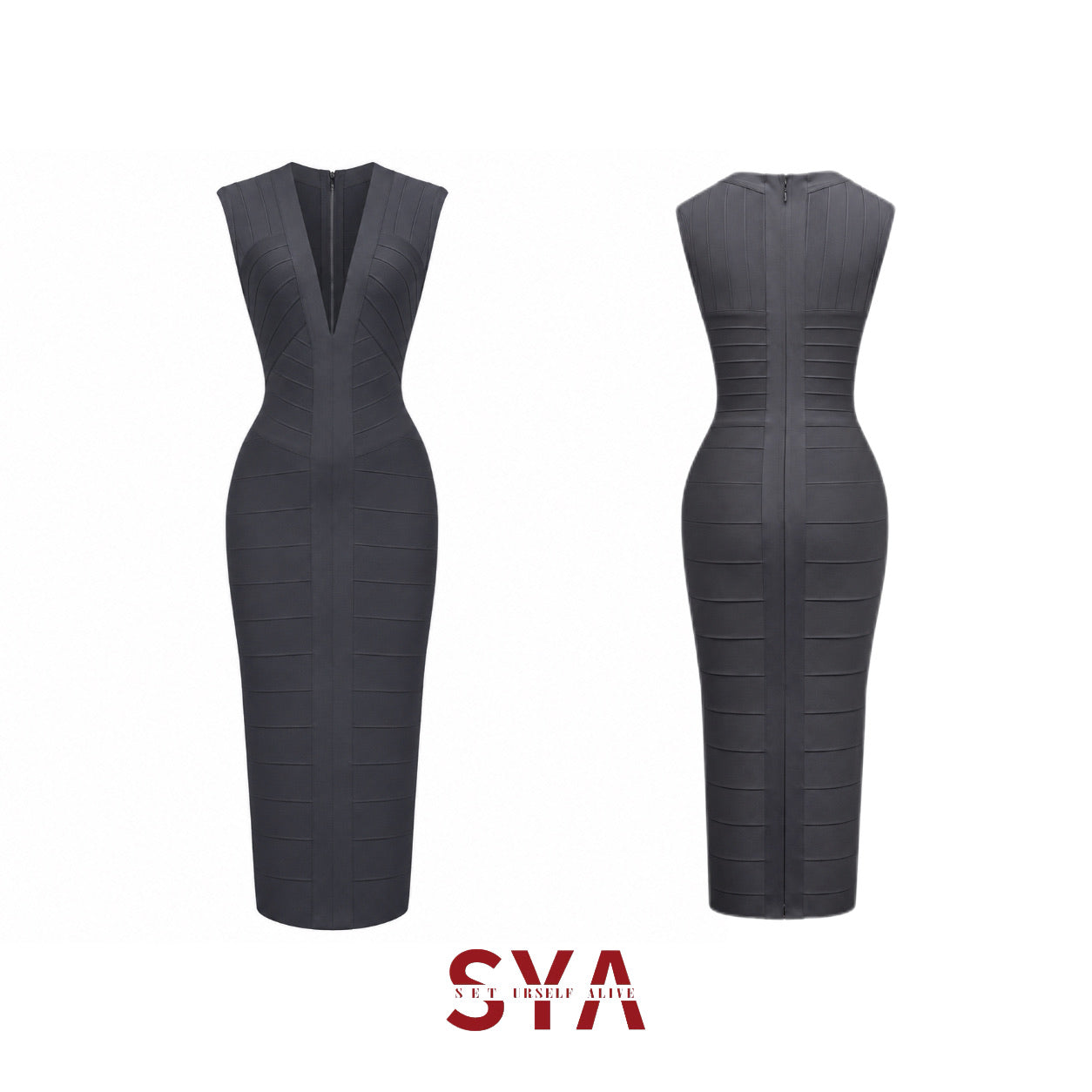 “The Sculpt” Deep V Hourglass Maxi Dress