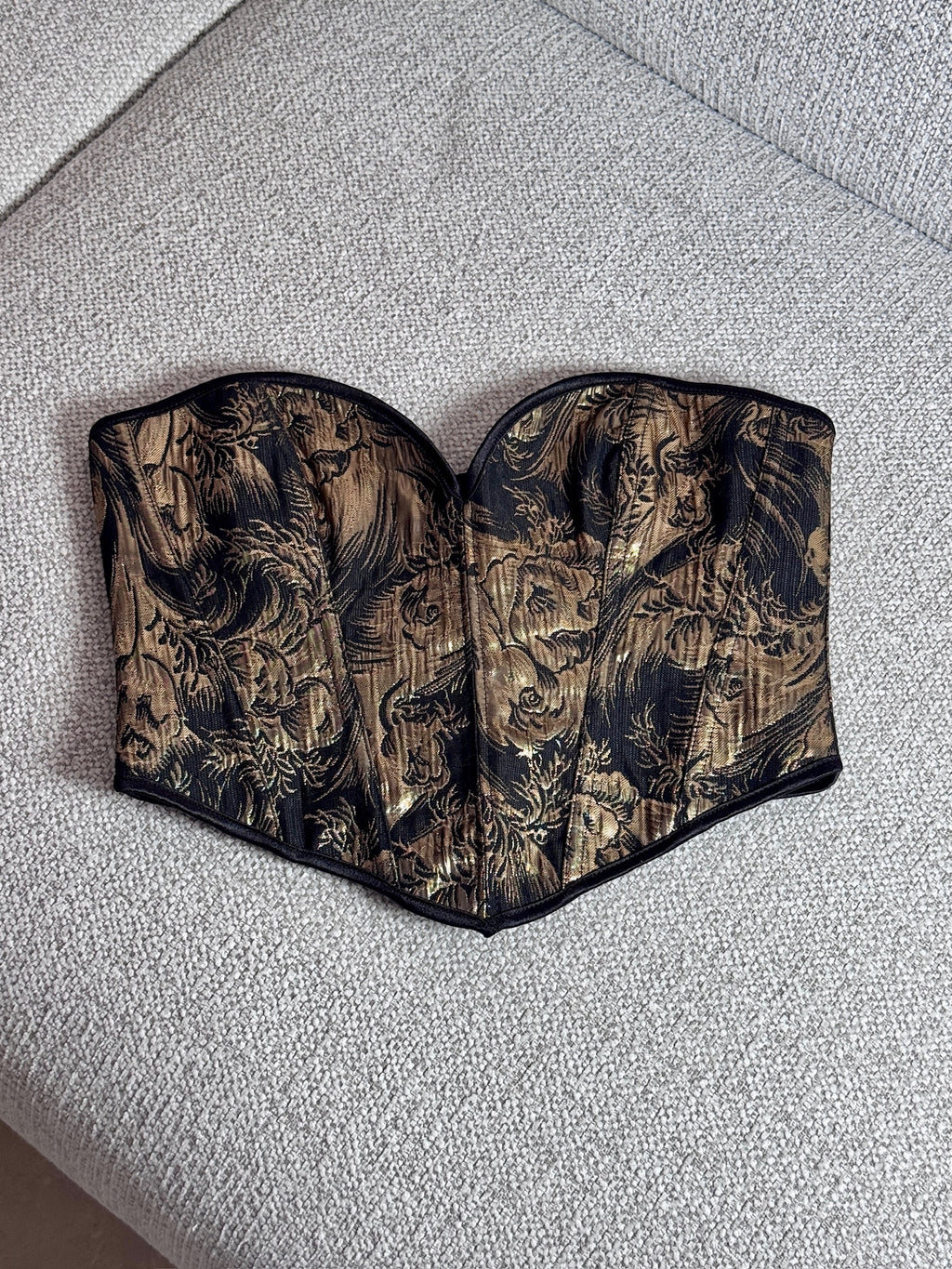 Midnight Gilded Ribbon Lace-Up Corset Top