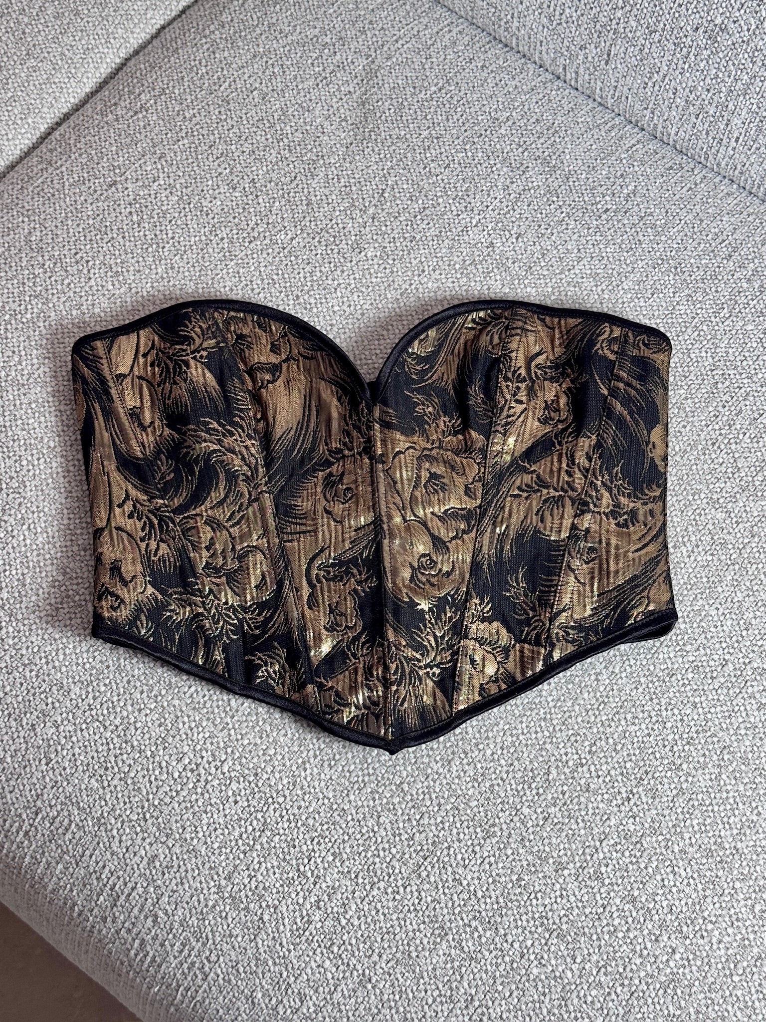 Midnight Gilded Ribbon Lace-Up Corset Top